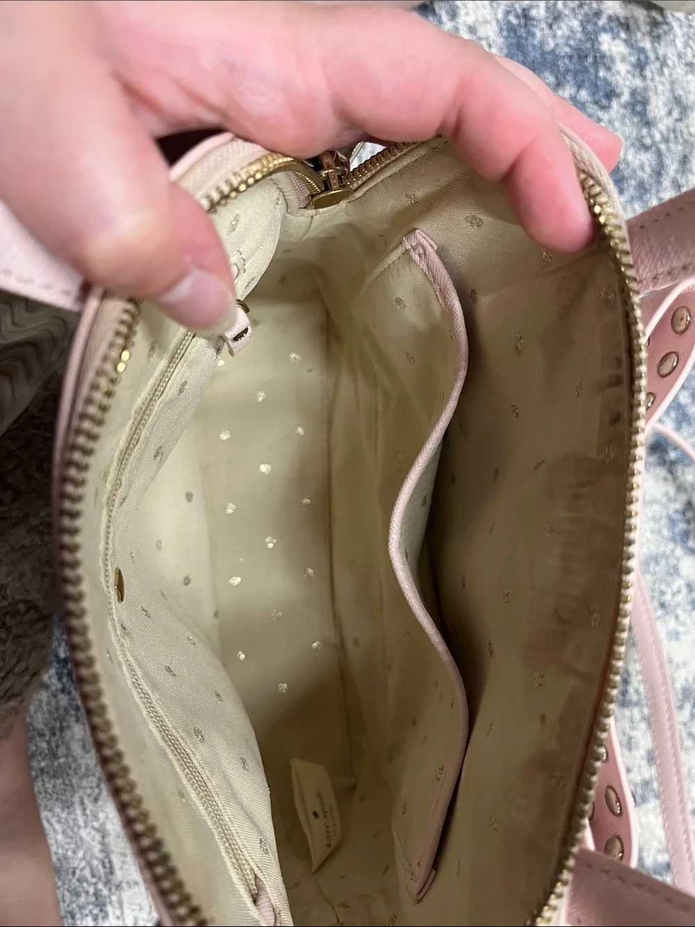 Kate Spade pale pink studded crossbody satchel